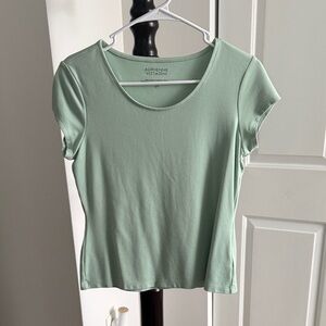 Adrienne Vittadini Mint Green Scoop Neck Cap Sleeve Top
